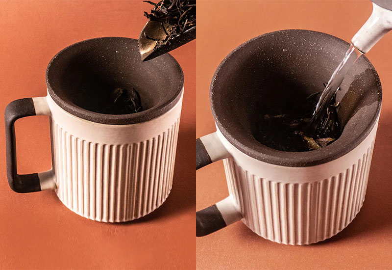 直紋泡茶杯550ml-窯變釉（杯、茶濾內膽、蓋子三件式）